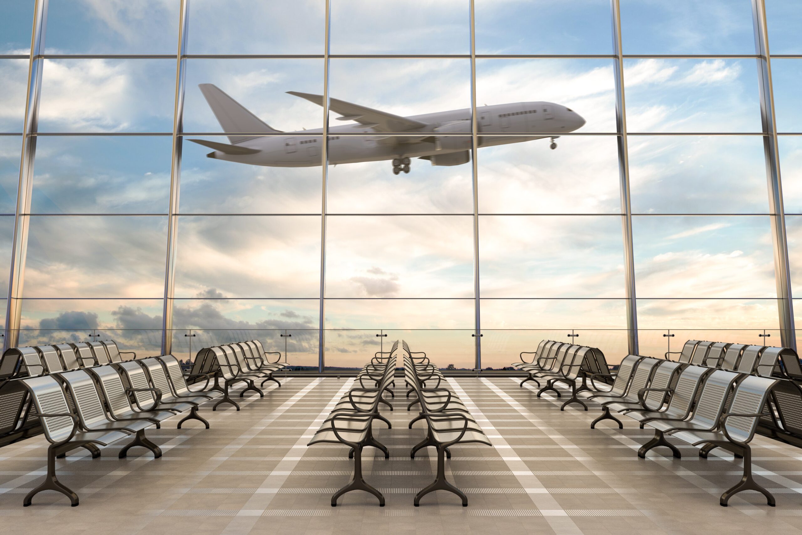 ilustrasi pesawat terbang di bandara